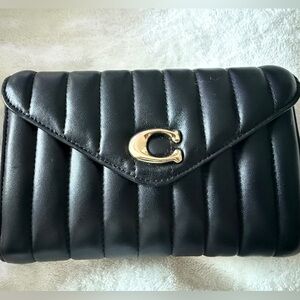 Original Coach Black Quilted Leather Crossbody with Gold 'C' Hardware